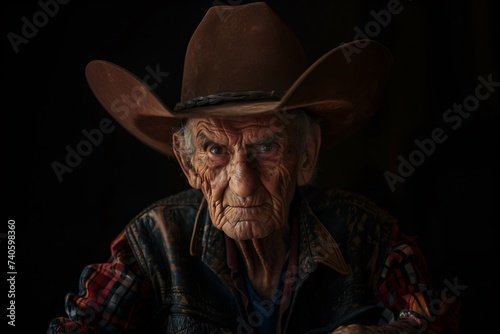 Portrait d'un vieux cowboy » IA générative