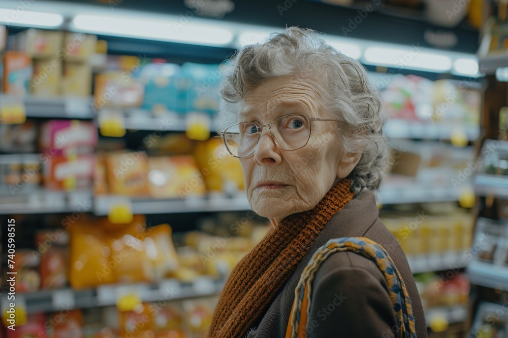 Vieille femme faisant ses courses au supermarché » IA générative Vieille femme faisant ses courses au supermarché » IA générative