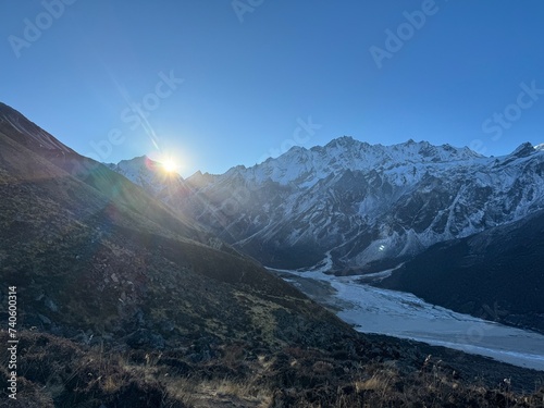 Sunrise over the Langtang Mountain range,Nepal