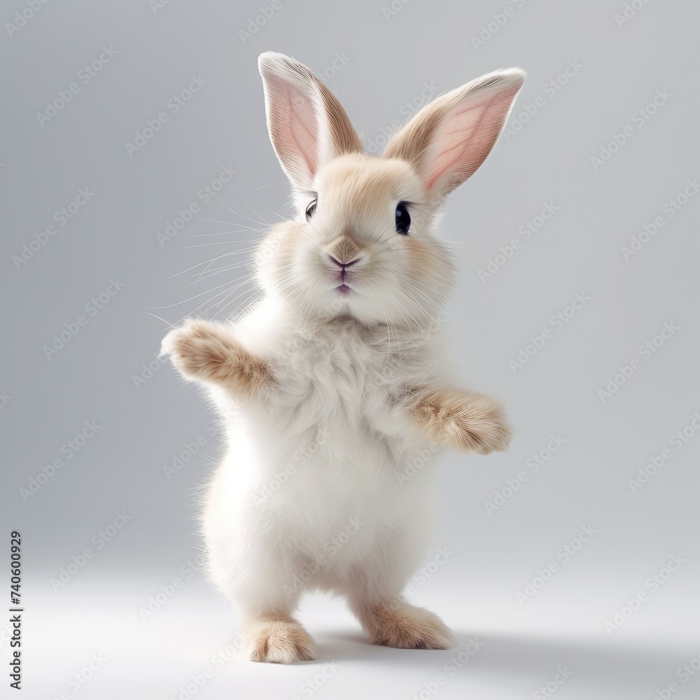 Endearing Fluffy Bunny Standing Tall with Inquisitive Eyes - Generative AI Endearing Fluffy Bunny Standing Tall with Inquisitive Eyes - Generative AI