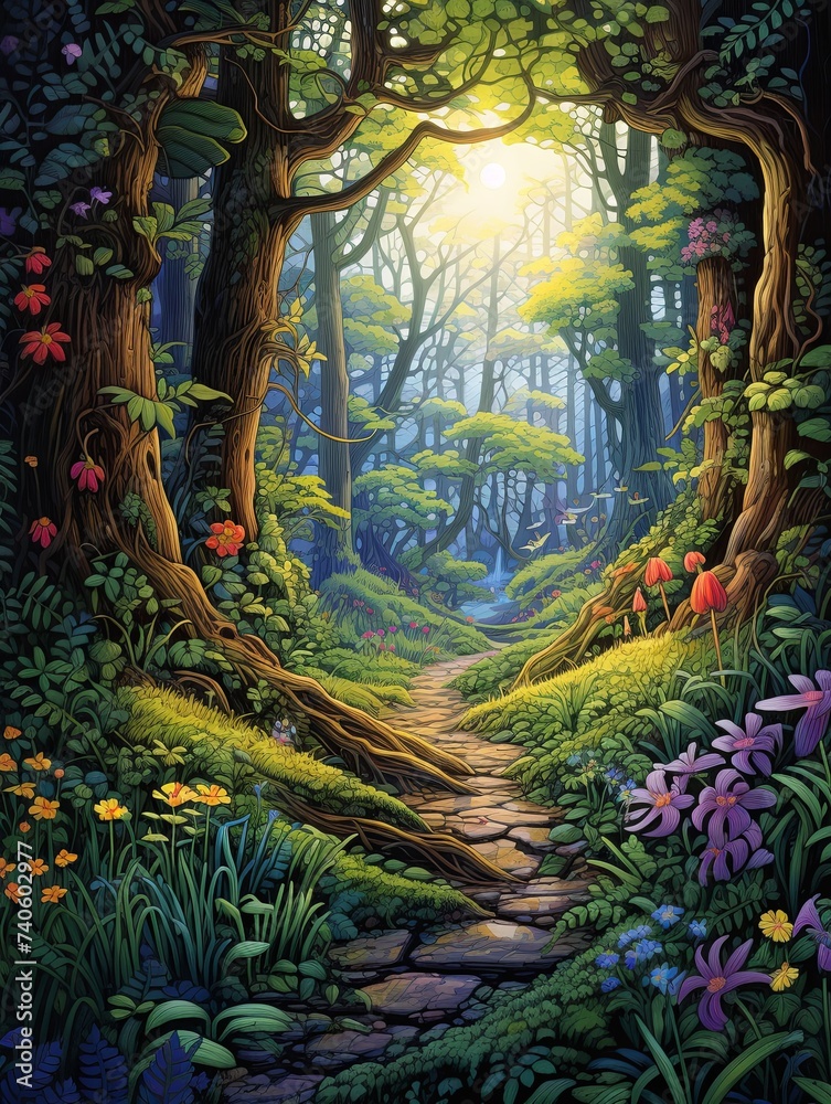 Enchanted Forest Magic: Modern Landscape Illustrations in Contemporary Enchanted Woods