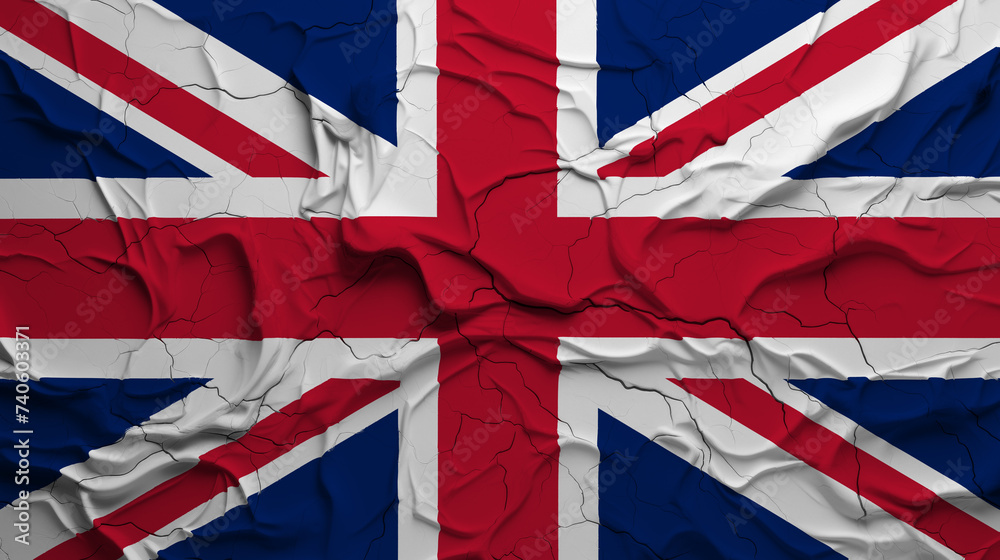 Fototapeta premium Close-Up of a Wrinkled and Cracked Old United Kingdom Flag