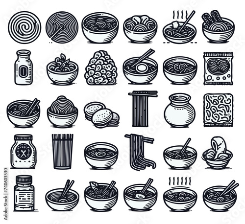 noodle icon set vector illustration.