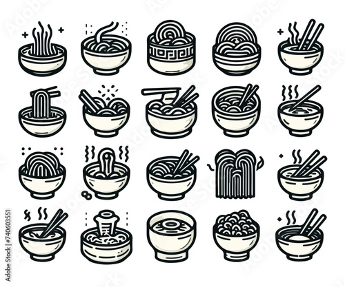 noodle icon set vector illustration.