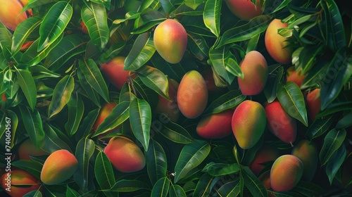 Many fresh mangos with garden