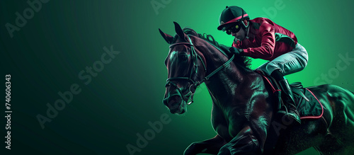 Racing, background, horses, racetrack on neon background
