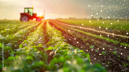 Sistema di agricoltura di precisione gestito da algoritmi AI, in cui sensori avanzati monitorano costantemente le condizioni del suolo e delle colture per massimizzare la resa e ridurre l’impatto ambi photo