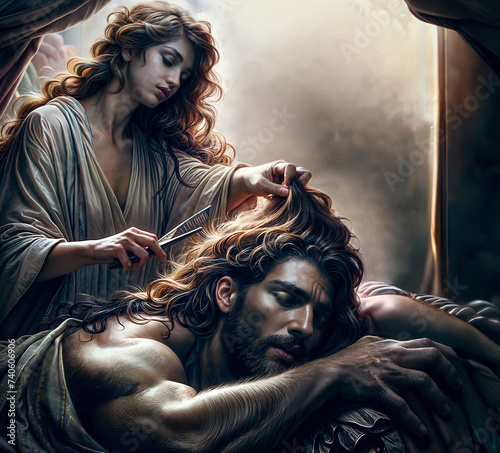 Deliah cutting Samsons hair