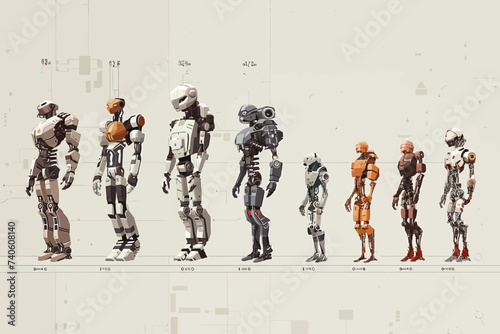 a line of robots standing next to each other