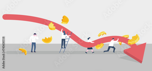 Flat desgin illustration of recession and bankrupt concept	
