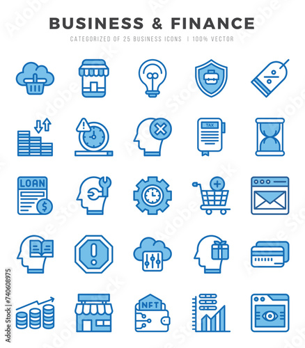 Business & Finance Icon Pack 25 Vector Symbols for Web Design.