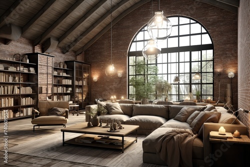 Industrial Loft Style: Exposed Brick Walls, Arched Ceiling Home Designs and Industrial Lighting