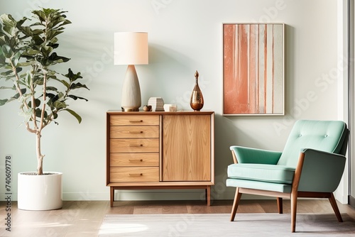 Mint Chair Lounge  Modern Light Fixtures and Wooden Cabinet Vibes