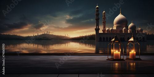 Explore beauty mosques two menar best lantern lighting spiritual importance moonlight most clockly  Islamic Background photo
