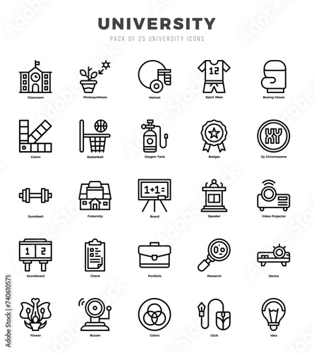 Set of Universityl icons. Vector Illustration.