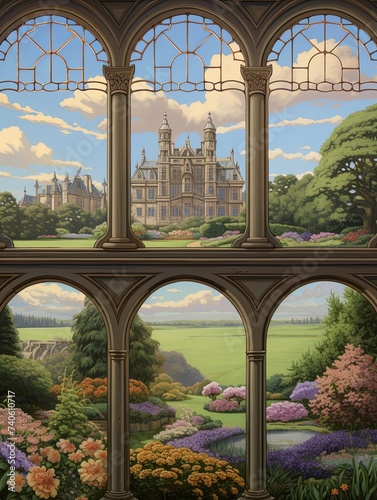 Majestic Castle and Palace Landscapes: Royal Manor and Countryside Art