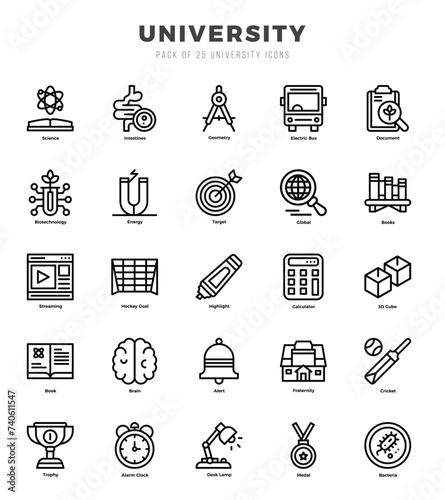 Universityl Lineal icons collection. Lineal icons pack. Vector illustration