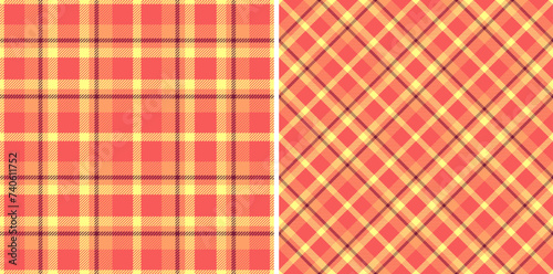 Check seamless background of textile texture fabric with a tartan vector pattern plaid.