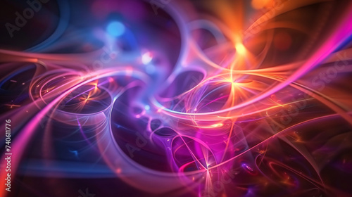 3D manual rendering abstract multicolor fractal light