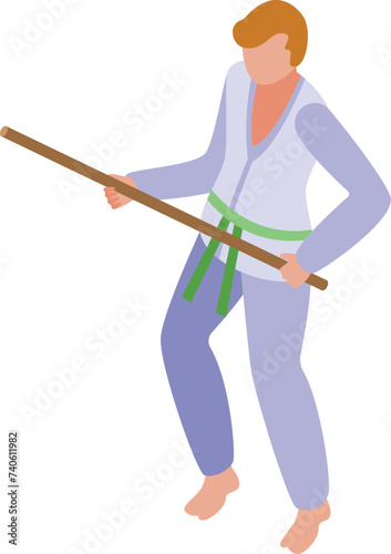 Fast training aikido icon isometric vector. Competition person. Hand move