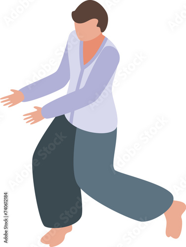 Move hands aikido icon isometric vector. Samurai sport. Art person martial