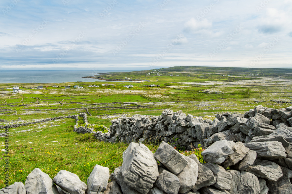 Inishmore or Inis Mor, the largest of the Aran Islands in Galway Bay, Ireland. Famous for its Irish culture, loyalty to the Irish language, and a wealth of ancient sites.