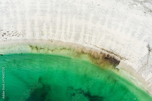 Aerial view of sandy Kilmurvey Beach on Inishmore, the largest of the Aran Islands in Galway Bay, Ireland. photo