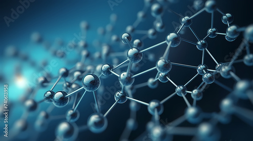 Molecular structure on blue background