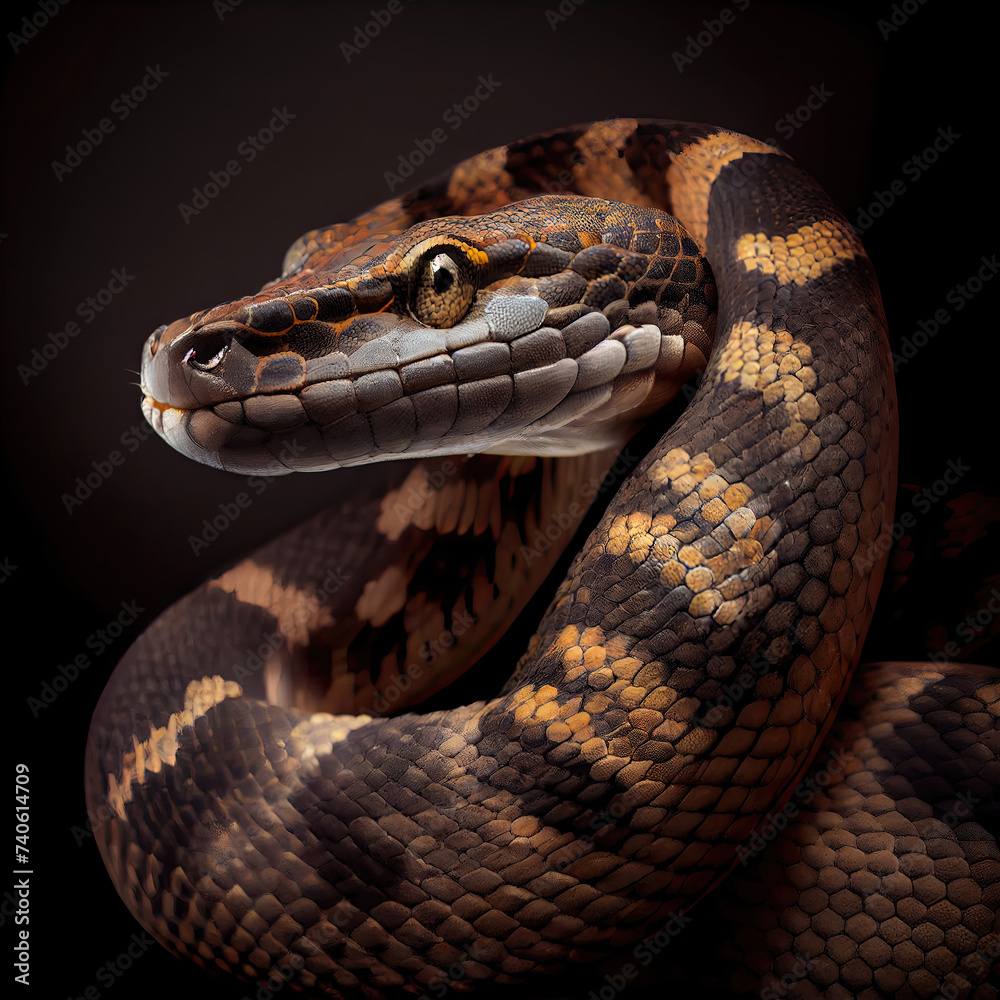Fototapeta premium Majestic Congo Snake Portrait in Professional Studio Setting