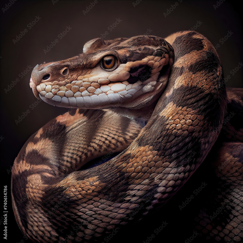 Obraz premium Cuban Boa Portrait in Detailed Studio Photography