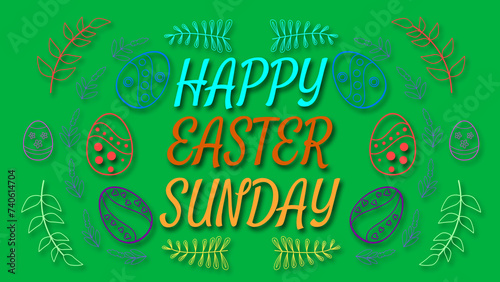beautifully decorated happy easter Sunday blessings on green screen. concept for easter Sunday celebration.