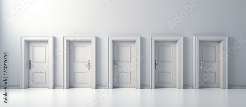 several white doors in a row interior composition 3d rendering.
