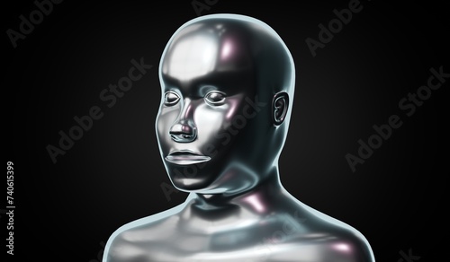 Metallic head shape - 3D illustration