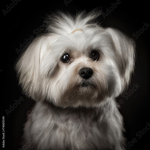 Elegant Maltese Dog Portrait in Professional Studio Setting
