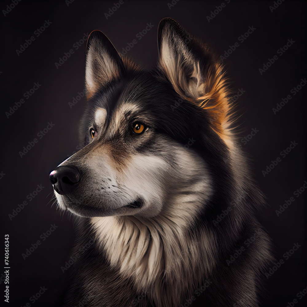 Fototapeta premium Majestic Yakutian Laika Portrait in Professional Studio