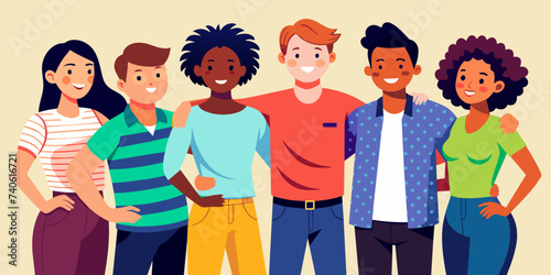 Diverse Group of Friends with Linked Arms