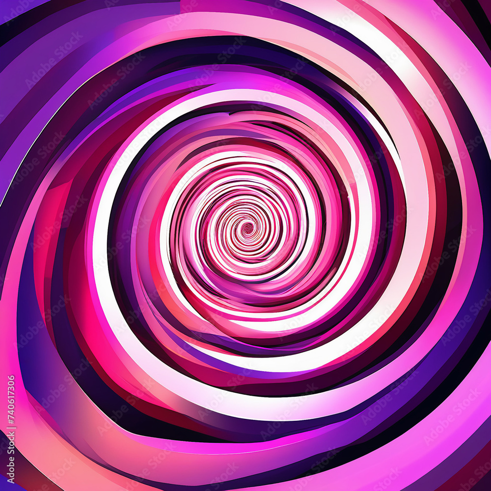 Obraz premium Spiraling Neon Symphony Abstract Graphic Design Art featuring a Mesmerizing Illusion of Pink and Violet Neon Lines Entwined with Geometric Shapes.