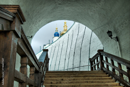 Top part of Sofiysky Vzvoz in Tobolsk Kremlin. Retaining walls of Sofsysky Vzvoz were constructed at end of XVIII century photo