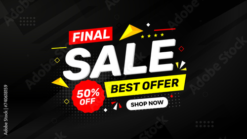 Sale Banner vector template. Offer Sale label and discounts background. Discount Promotion marketing poster design for web and Social.