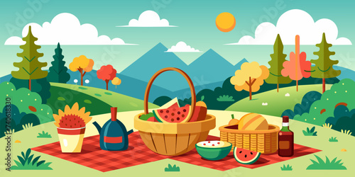 fruits in a basket on picnic