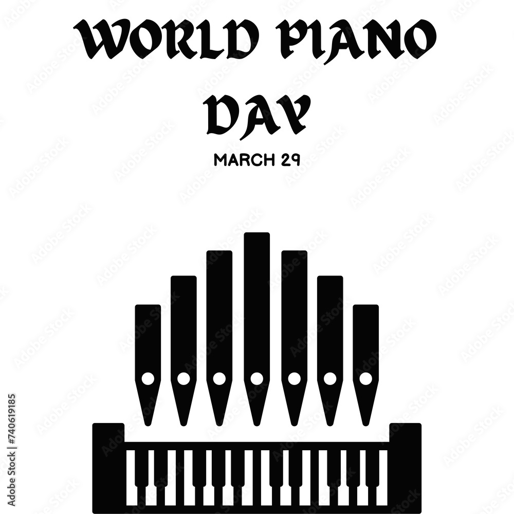 world piano day march 29 illustration, suitable for web banner or card