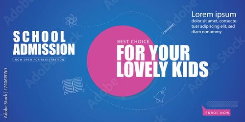 School Admission Facebook Cover and Web Banner Template, Back to School Social Media Cover Template