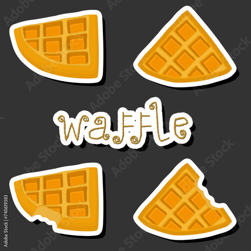 Illustration on theme big kit different types biscuit waffle with cell, dessert cookie