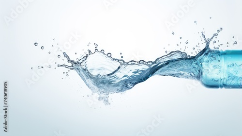Water Bursting from Bottle on White