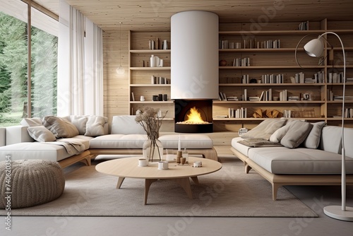 Spacious Scandinavian Mid-century Living Spaces: Roomy Lounge & Modern Design