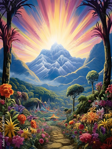 Vibrant Carnival and Circus Scenes - Stunning Valley Landscape Backgrounds