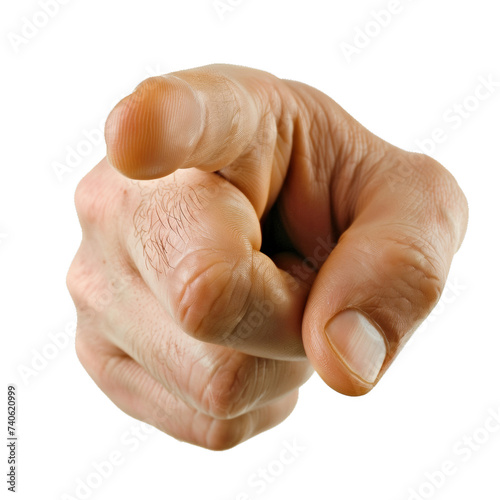 main d'homme avec index pointé vers le spectateur, détouré fond transparent photo
