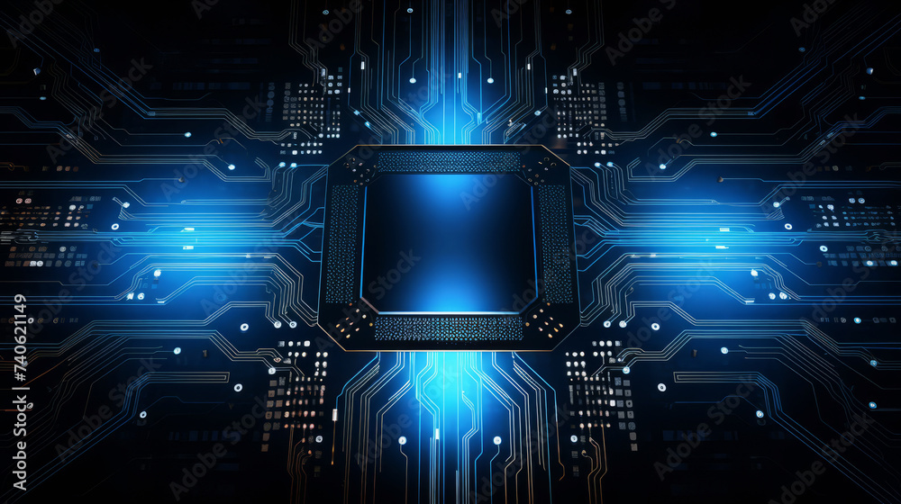 Futuristic circuit board with central processing unit, technology and innovation concept Futuristic circuit board with central processing unit, technology and innovation concept
