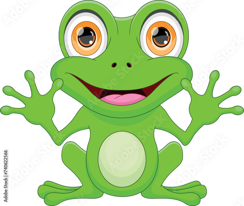 cartoon cute frog waving