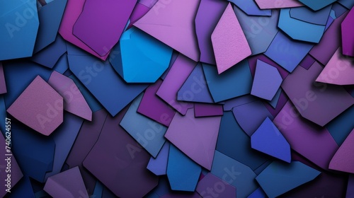 Texture of Colorful Geometric Structure in the Style of Dark Violet and Sky Blue - Cubist Fragmentation Colored Cartoon Matte Style Background created with Generative AI Technology